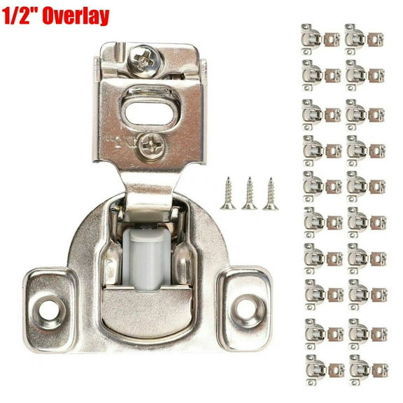 Dazone 1 Pack 1/2" Overlay Cabinet Hinges, Soft Close Face Frame Kitchen Cupboard Door Half Overlay Hinges, 105° Compact Handware Stainless Steel