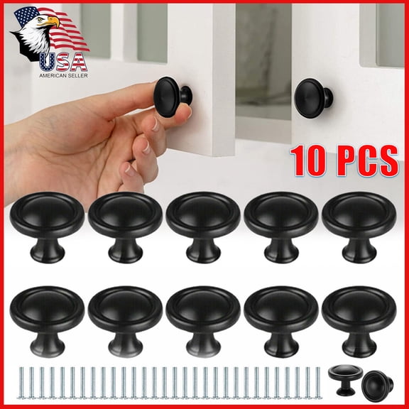 Dazone 10 Pack Cabinet Knobs Kitchen Drawer Handle Bedroom Cupboard Pulls Hardware Black