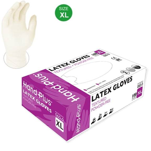 Dazone 100 Pack Latex Gloves, Size XL, Disposable Natural Rubber Exam Gloves, Multi-purpose, Powder Free, Extra Large, 100 Gloves Per Box