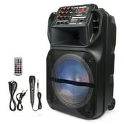 Dazone 12 Loud Bluetooth Portable Party Speaker Subwoofer w/ FM USB SD Card AUX & Mic