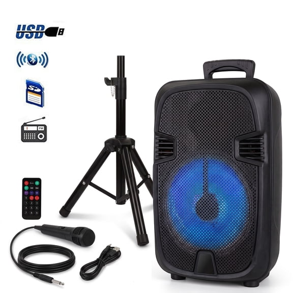 Dazone 12" Portable Bluetooth Party Speaker Heavy Bass Sound System FM AUX w/Microphone & Remote