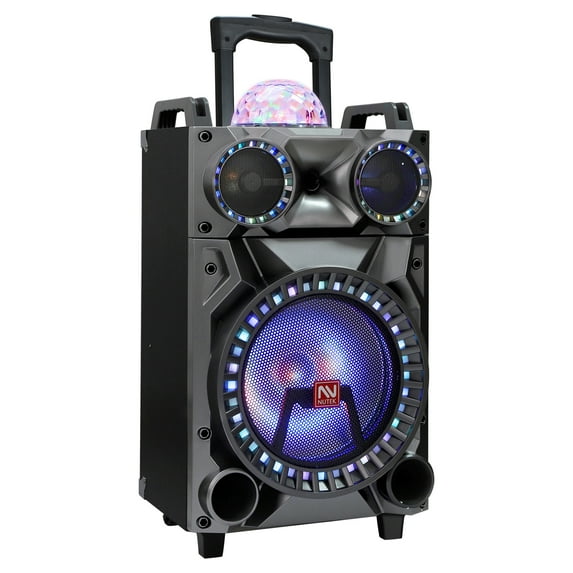 Dazone 12" Wireless Speaker, 3,000W Bluetooth Speaker Rechargeable 12 inches Woofer 3 inches Tweeter Wire Microphone, Trolley Speaker With Handle FM Karaoke DJ LED AUX Remote Party PA System