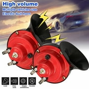 Dazone 12V 300dB Automotive Air Horn for Motorcycle Car Truck SUV Boat, Red, 2 Pack