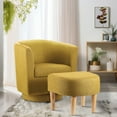 thumbnail image 1 of Dazone Modern Accent Upholstered Single Sofa Chair with Footstool, Swivel Club Tub Chair & Ottoman Set, Yellow, 1 of 6