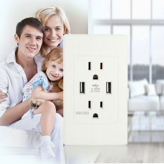 Dazone 4.2 Amp Charger Outlet Smart High Speed Dual USB, 15A Tamper-Resistant Receptacle Wall Plates