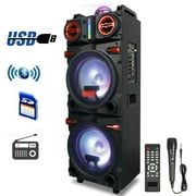 Dazone 4,500W Bluetooth Speaker Rechargable Dual 10 Woofer Party FM Karaok DJ LED AUX