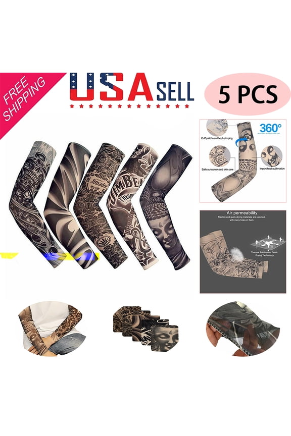 Dazone 5-piece Athletic Arm Sleeves UV Sun Protection Comfortable Nylon/Spandex Fashion Style