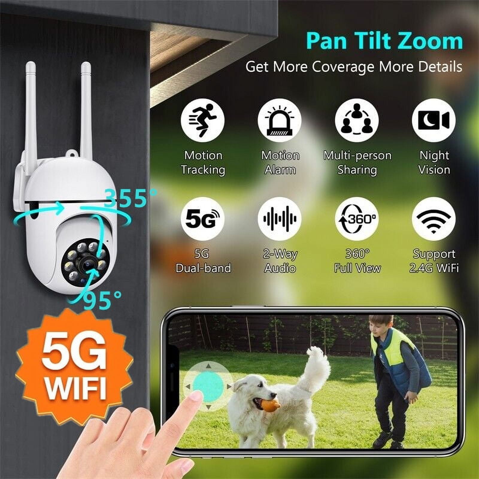 Dazone 5Ghz Wireless wifi Camera, 1080P HD WiFi Home Security Camera System, Outdoor 5G 2.4G Dual Band Wifi Night Vision Cam, CCTV PTZ Smart Camera