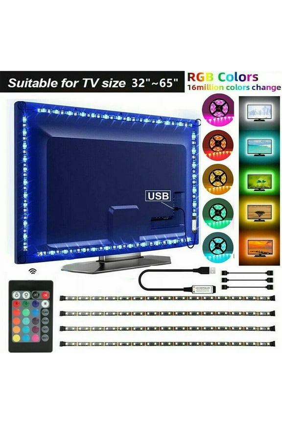 6.56ft LED Strip Lights, 78" for 32-65 inch TV Backlight 16 Color RGB LED Bias Lighting Multi-Color Christmas Rope Lights for HDTV PC Monitor Mirror