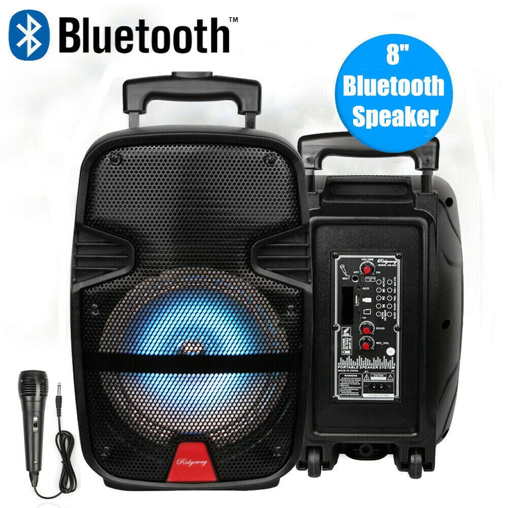 Dazone 8" 4400Watt Portable FM Bluetooth Speaker Sound System Party Tailgate Mic Remote