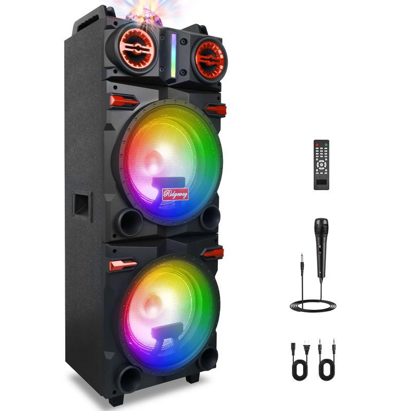 Dazone 9000W Wireless Bluetooth Speaker Dual 10" Subwoofer Heavy Bass Party Karaok Rechargable TWS Fuction Wired Microphone Remote control Led Light