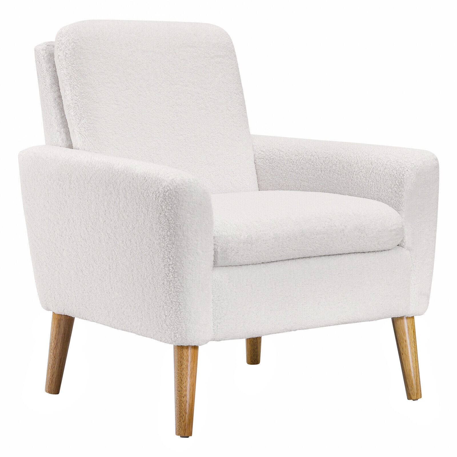 Dazone Accent Chair, Modern Lambs Wool Upholstered Arm Chair Soft