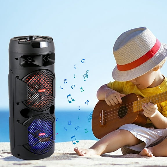 Dazone Dual 6.5" Portable FM Bluetooth Party Speaker Subwoofer Heavy Bass Sound with Mic