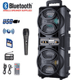 thumbnail image 1 of Dazone Dual 6.5" Woofer Portable FM Bluetooth Party Speaker Heavy Bass Sound Remote Control, 1 of 9