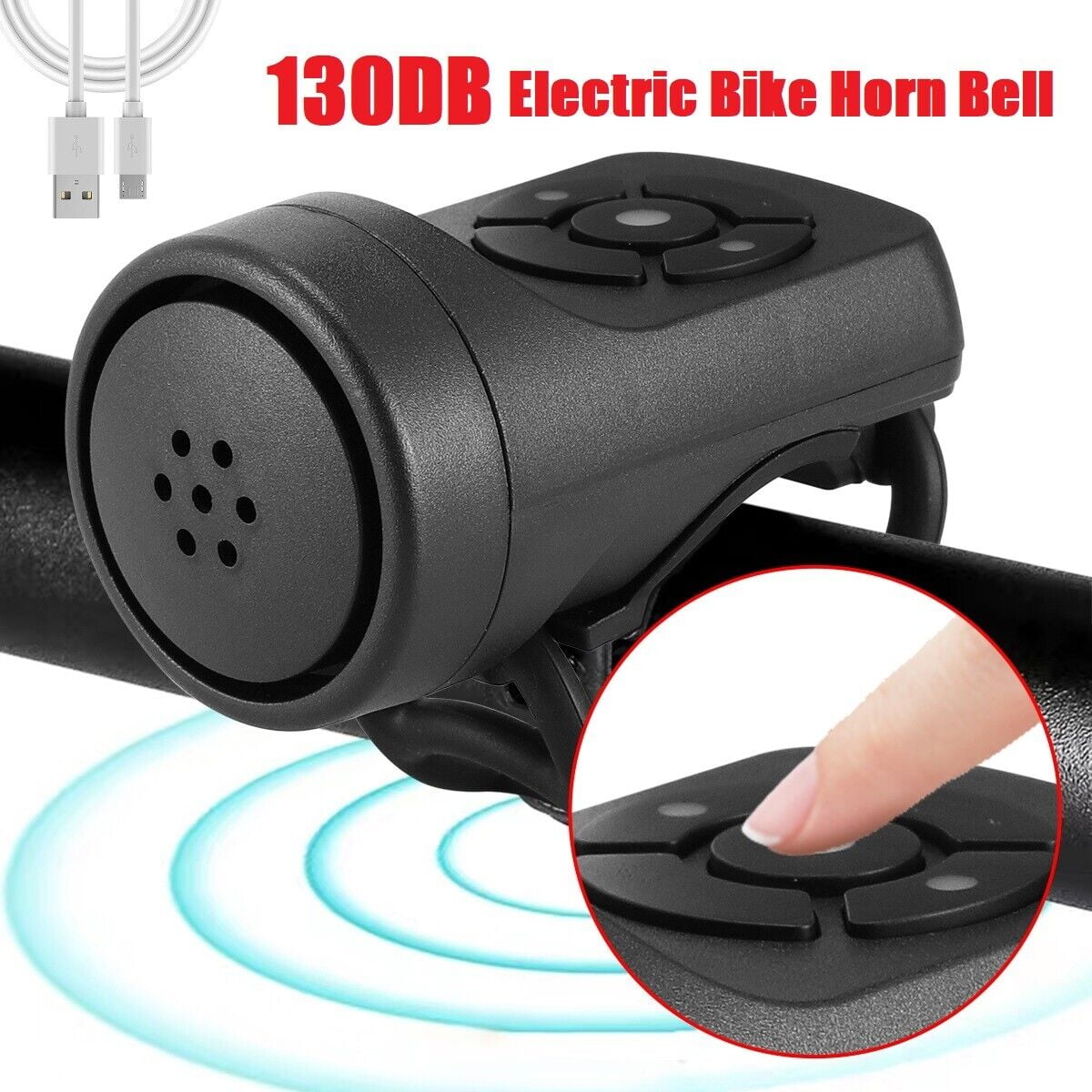Dazone Electric Bicycle Horn, USB Charging Bike Horn Super Loud Bells Mountain Bike Handlebar Ring Bell MTB 130DB