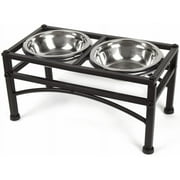 Dazone Elevated Pet Feeder With Two Stainless Steel Bowls Perfect for Water, Food and Treats