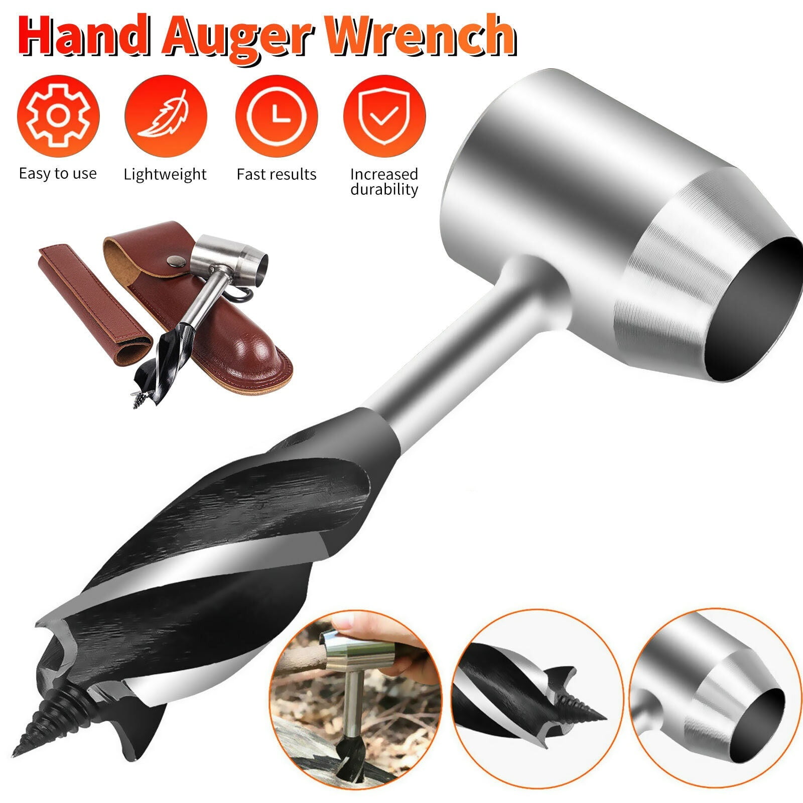 WESSLECO Hand Wrench Auger Drill Bit, Bushcraft Tools for Survival
