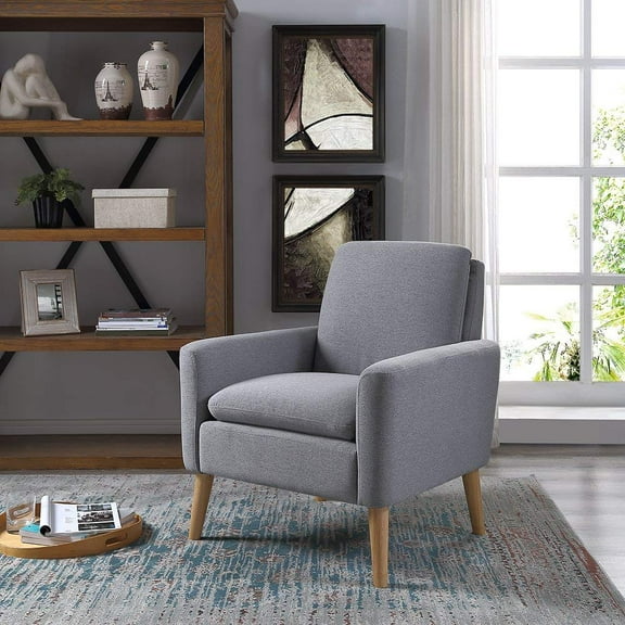 Dazone Modern Accent Fabric Chair Single Sofa Comfy Upholstered Arm Chair Sofa,Living Room Furniture,Gray