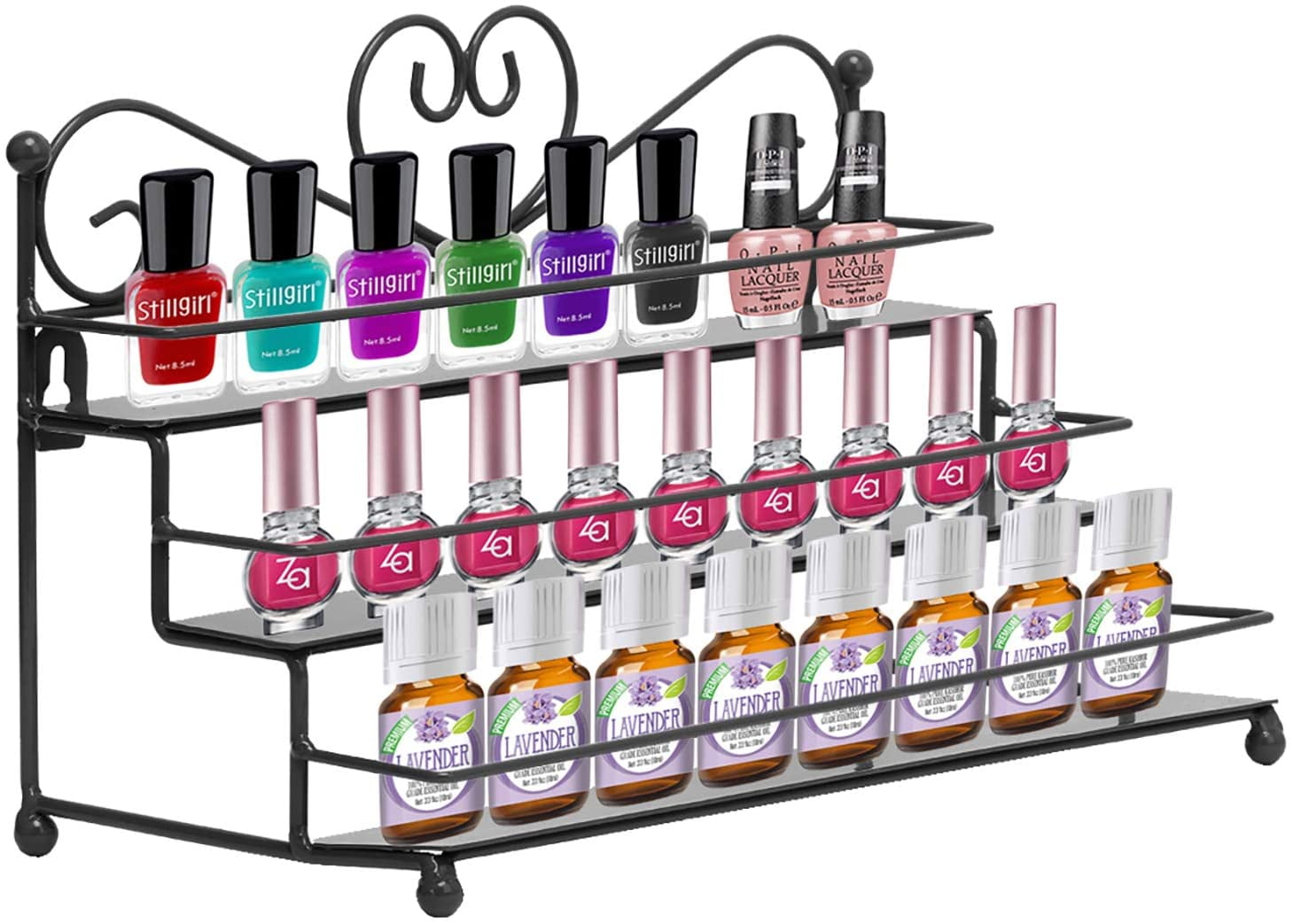 Dazone Mounted 3 Tier Metal Shelf Nail Polish Wall Rack Essential Oils ...