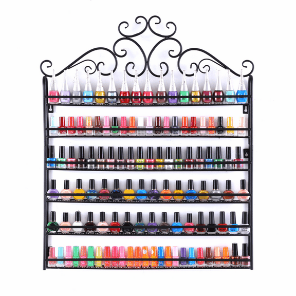 Dazone Nail Polish Organizer Wall Rack Hold 120 Bottles Nail Polish Shelf(Black)