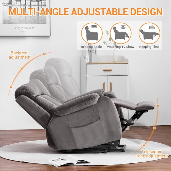 Dazone Power Lift Recliner Chair, Electric Lift Chair Sigle Sofa Lounge for Elderly, Have Duty Recliners Home Theater Reclining Chair With Remote Control, Light Brown
