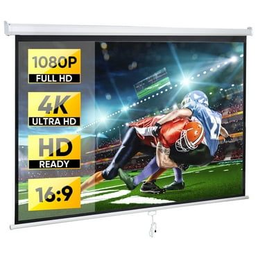 DazzAura 120"/100"/80" Projector Screen Manual Pull Down Projection Screen Home Theater