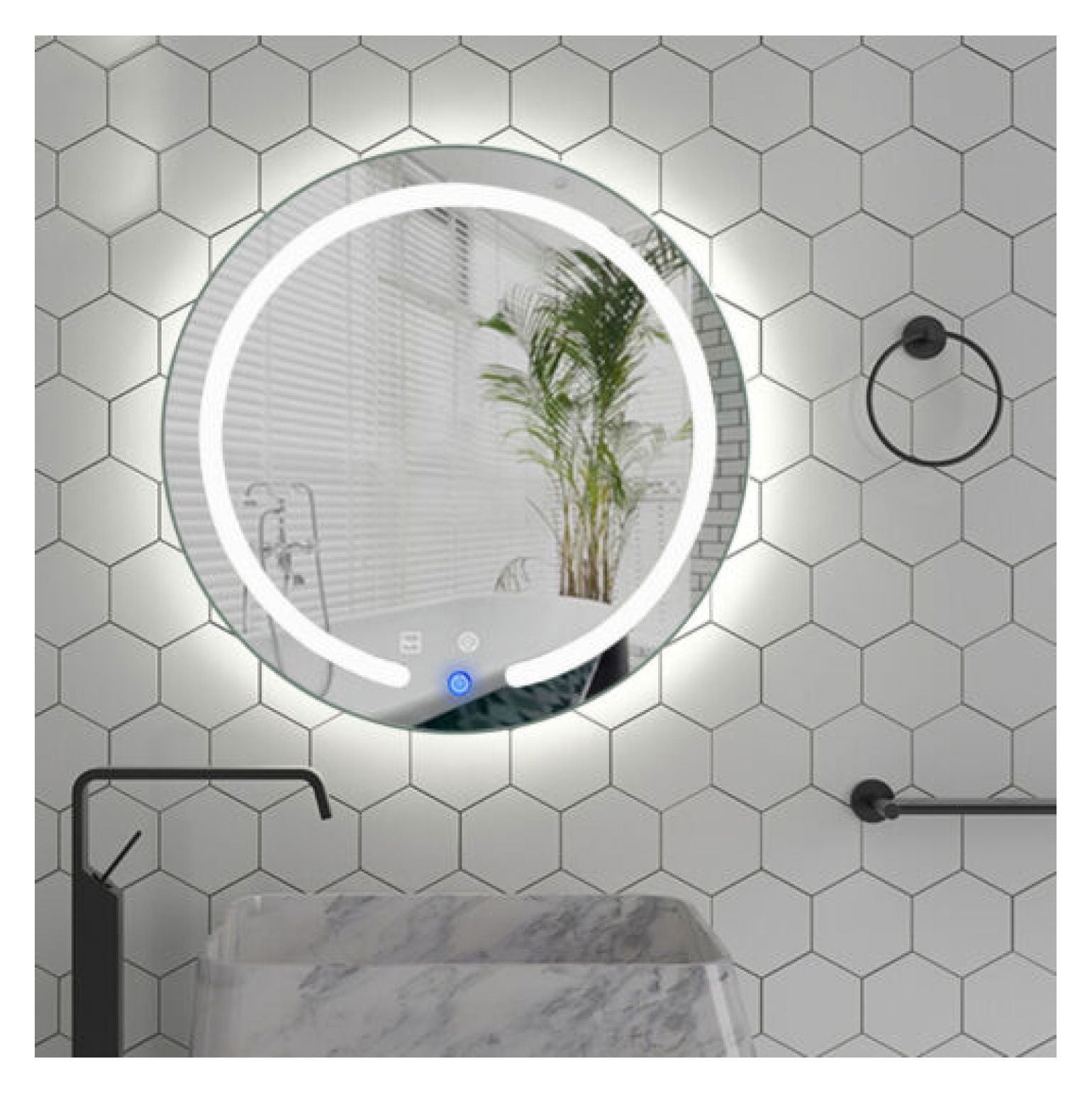 DazzAura 20" Round Touch Bathroom LED Illuminated Vanity Wall Mirror