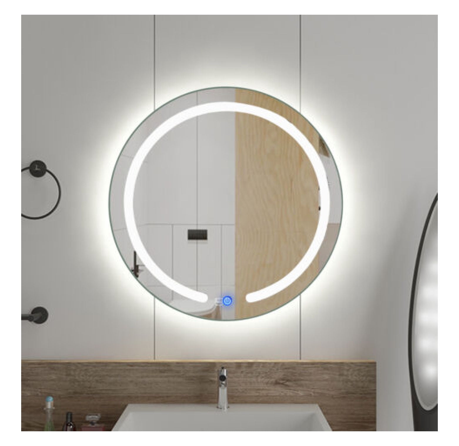 DazzAura 20" Round Touch Bathroom LED Illuminated Vanity Wall Mirror