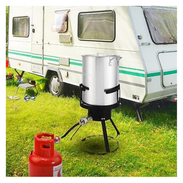 DazzAura 30 QT Aluminum Turkey Deep Fryer Pot Gas Stove Burner Stand