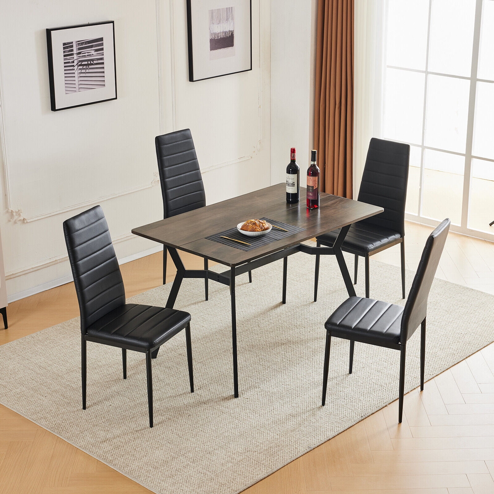 DazzAura 47.2" Rectangular Vintage Dining Table with Wood Legs Rectangular Kitchen Table ...