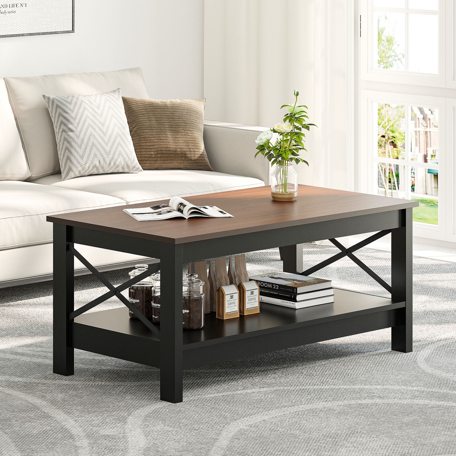 DazzAura Coffee Table for Living Room,Modern Farmhouse Coffee Table ...