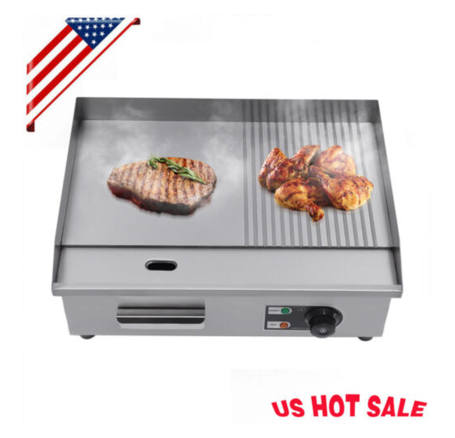 DazzAura Electric Griddle Flat Top Grill 1600W BBQ Hot Plate Grill