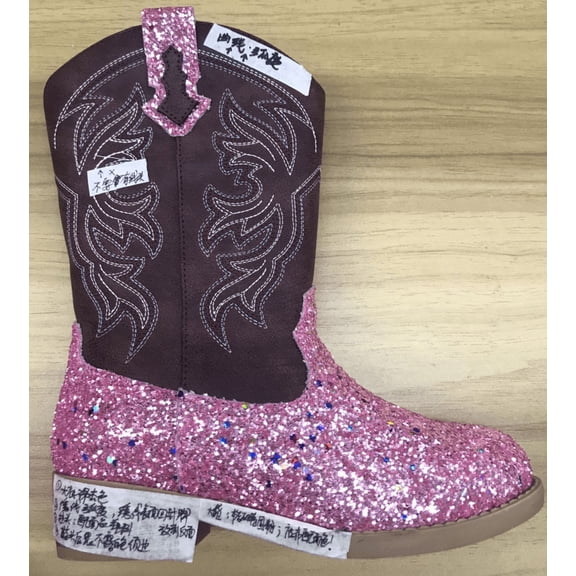 Dazzher Girls Glitter Cowgirl Boots Western Round Toe Mid Calf Boots Side Zipper Riding Shoes for Toddler Little/Big Kid Party Daily Outdoor Wear