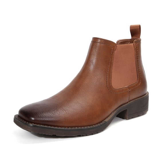 Dazzher Mens Square Toe Chelsea Boots Slip On Ankle Boots Comfortable Easy On Off Casual Business Shoes
