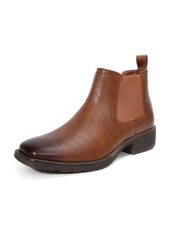 Mens Square Toe Chelsea Boots Slip On Ankle Boots Comfortable Easy On Off Casual Business Shoes