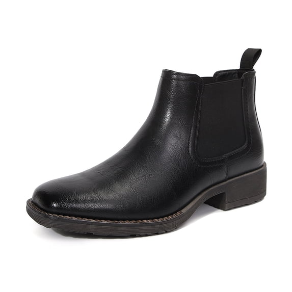 Dazzher Mens Square Toe Chelsea Boots Slip On Ankle Boots Comfortable Easy On Off Casual Business Shoes