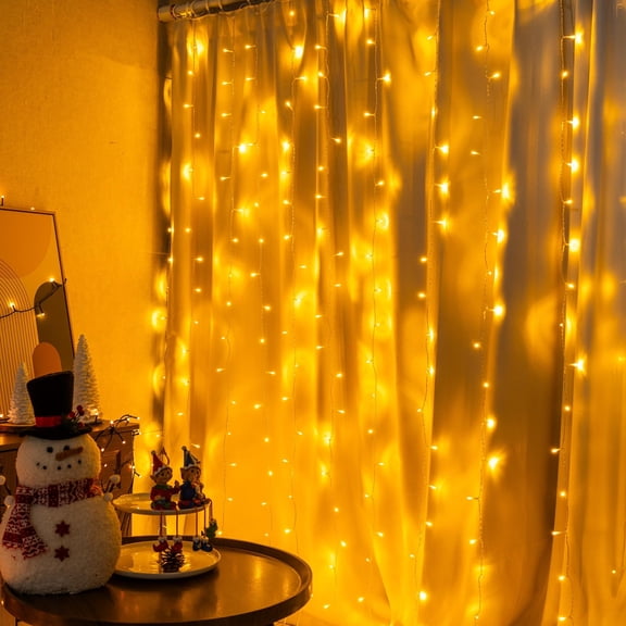 Dazzle Bright 9.8x6.6FT 300 LED Fairy Curtain Lights for Window Bedroom Backdrop Wall Christmas Wedding Valentine's Day Patio Indoor Dorm Party, Warm White