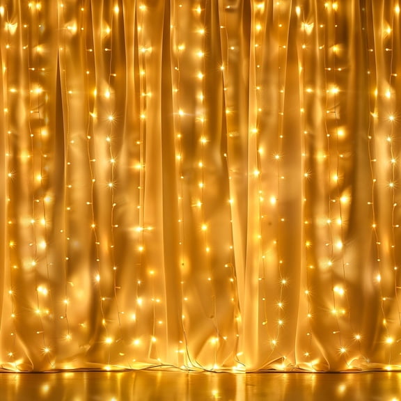 Dazzle Bright 9.8x6.6FT 300 LED Fairy Curtain Lights for Window Bedroom Backdrop Wall Christmas Wedding Valentine's Day Patio Indoor Dorm Party, Warm White