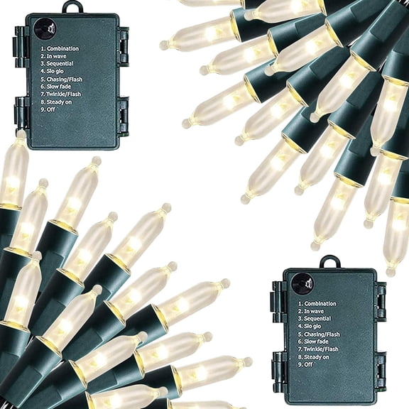 Dazzle Bright 8 Pack Warm White Christmas Mini String Lights, Total 400LED 128FT Batter Operated Waterproof Fairy Lights with 8 Modes for Xmas Indoor Outdoor Yard Garden Holiday Wedding Decorations