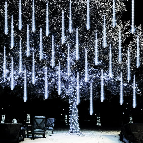 Dazzle Bright 864 LED Meteor Shower Rain Lights 11.8 Inch 24 Tubes Christmas Light Decorations White