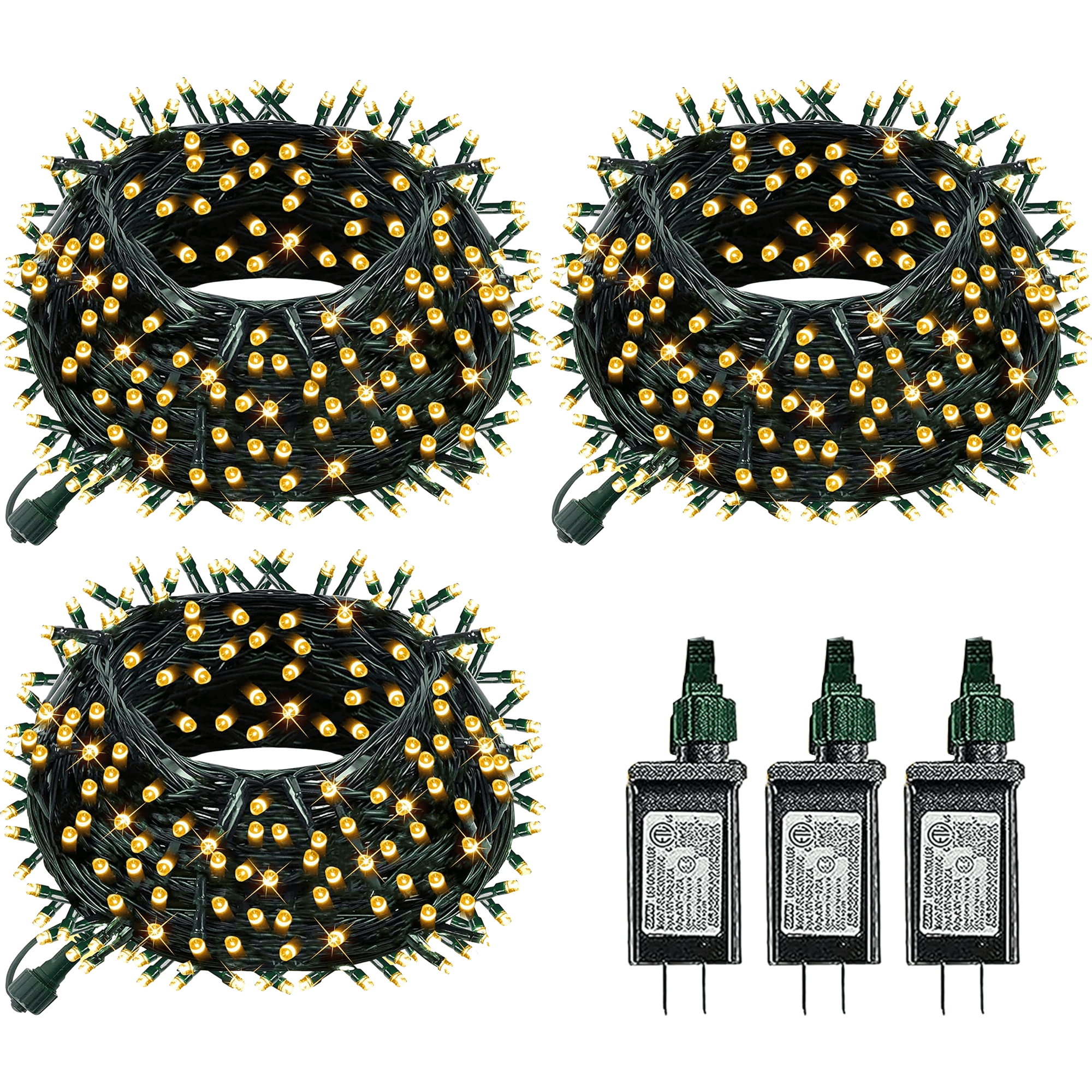 Dazzle Bright Christmas String Lights, 198FT 600 LED Connectable Green ...
