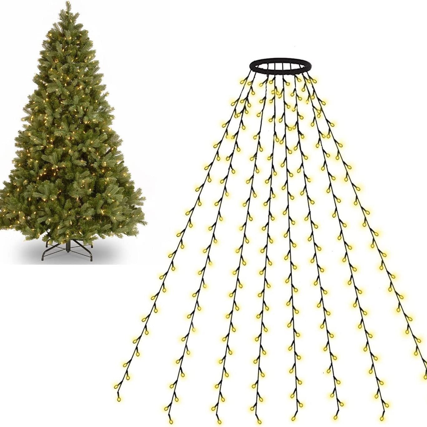 Dazzle Bright Christmas Tree Lights, 400 LED Waterfall Tree Topper ...