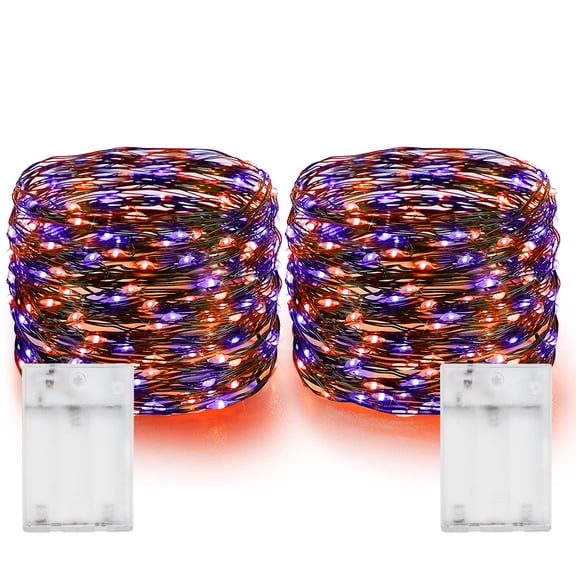 Dazzle Bright Color Changing Fairy Lights Battery Operated, 2 Pack Total 40FT 120LED Silver Copper Wire RGB String Lights with Remote, Waterproof Halloween Decorations for Indoor Outdoor Party Decor
