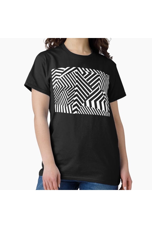 Dazzle Camo Camouflage Pattern Abstract Black White Geometric T-Shirt, for Men & Women, up to Size 5XL