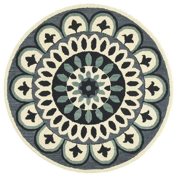 Dazzle Fleur Medallion Indoor Round Rug ( 6 Feet x 6 Feet )