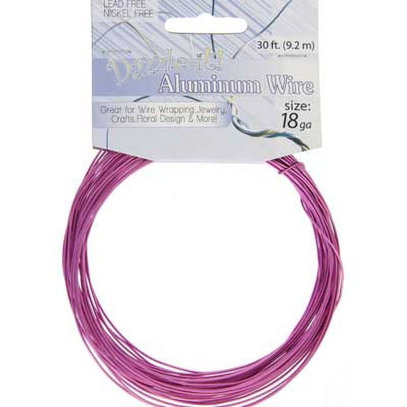 Dazzle It Aluminum Wire 18ga Rnd 30ft Fuchsia