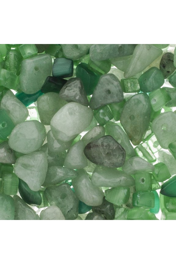 Chips Czech Seed Beads - Green - Assorted Sizes