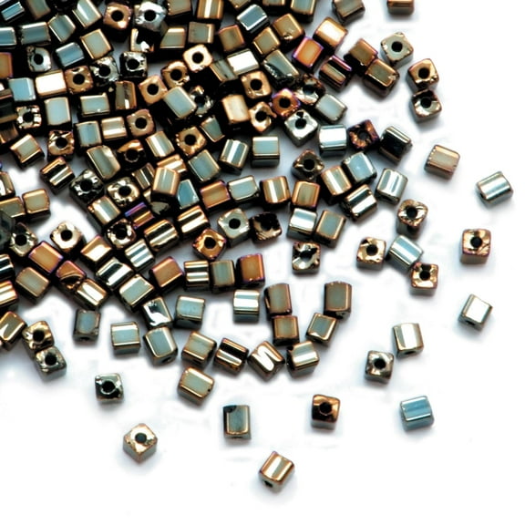 Dazzle-It! Geometric Czech Seed Beads: Brown Iris, 3.4 x 3.4 mm