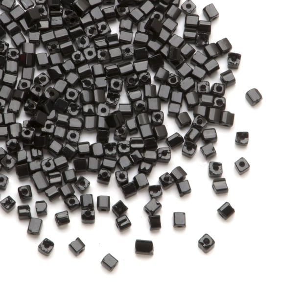 Dazzle-It! Geometric Czech Seed Beads: Glossy Black, 3.4 x 3.4 mm