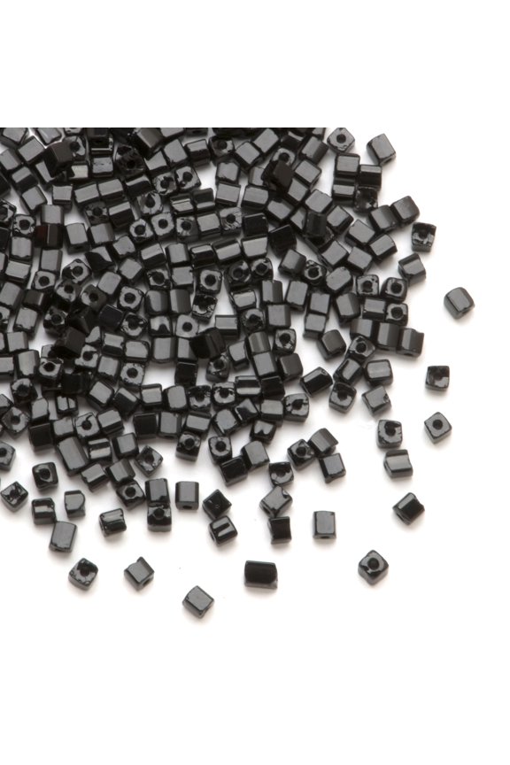Geometric Czech Seed Beads: Glossy Black, 3.4 x 3.4 mm
